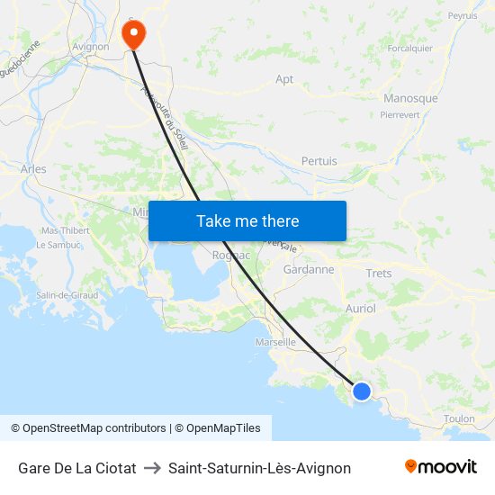 Gare De La Ciotat to Saint-Saturnin-Lès-Avignon map