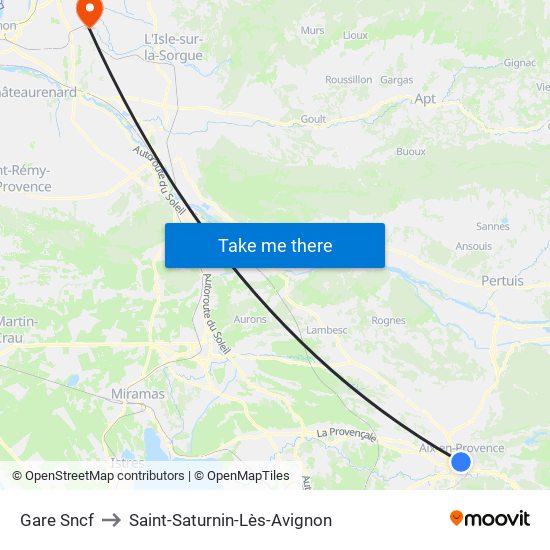 Gare Sncf to Saint-Saturnin-Lès-Avignon map