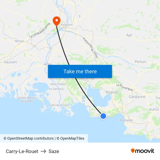 Carry-Le-Rouet to Saze map