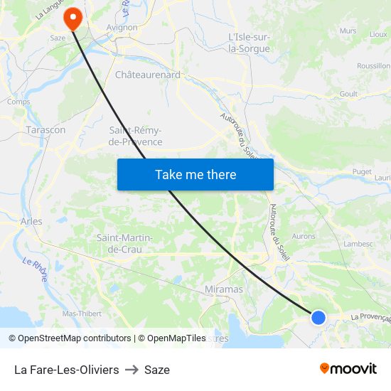 La Fare-Les-Oliviers to Saze map