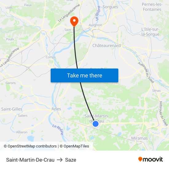 Saint-Martin-De-Crau to Saze map