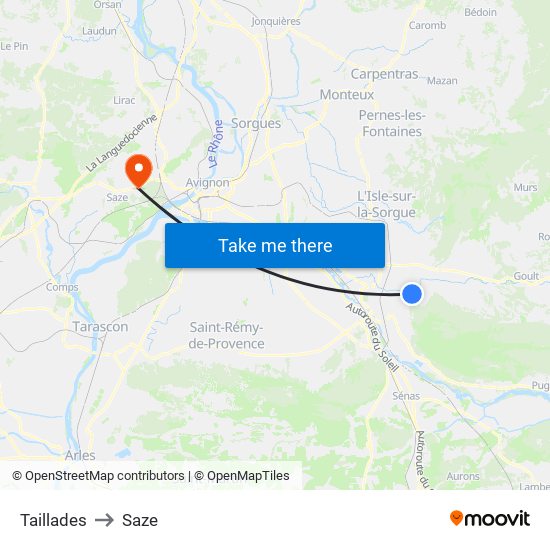 Taillades to Saze map