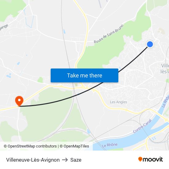 Villeneuve-Lès-Avignon to Saze map