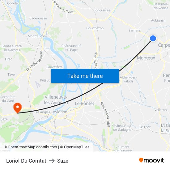 Loriol-Du-Comtat to Saze map