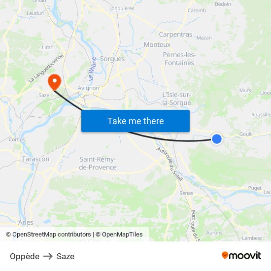 Oppède to Saze map