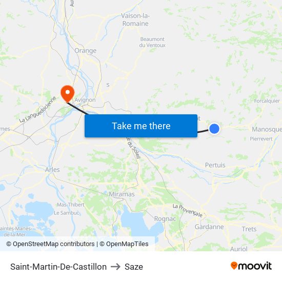 Saint-Martin-De-Castillon to Saze map