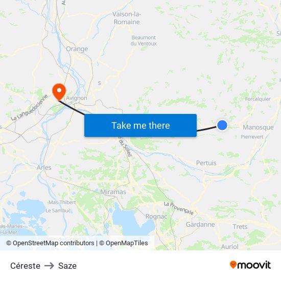 Céreste to Saze map