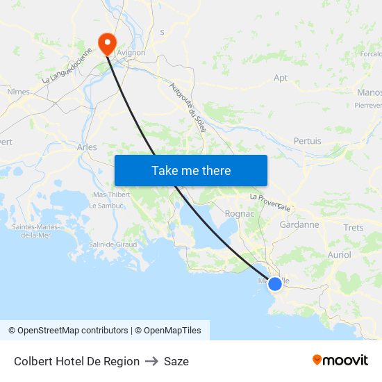 Colbert Hotel De Region to Saze map