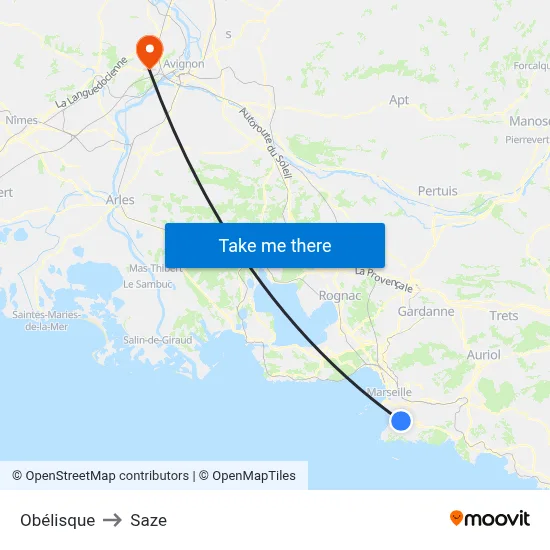 Obélisque to Saze map