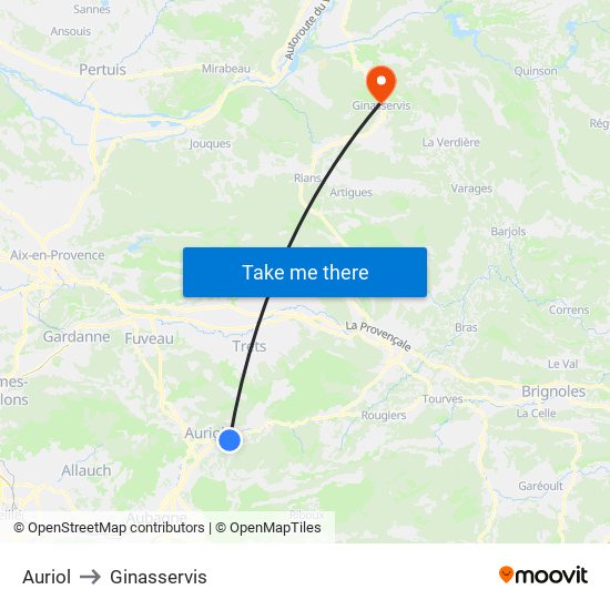 Auriol to Ginasservis map