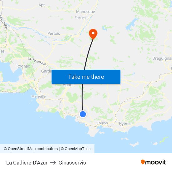 La Cadière-D'Azur to Ginasservis map