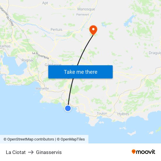 La Ciotat to Ginasservis map
