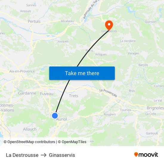 La Destrousse to Ginasservis map