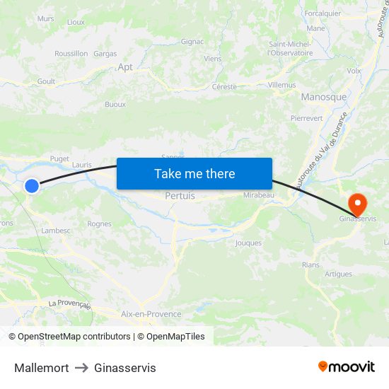 Mallemort to Ginasservis map