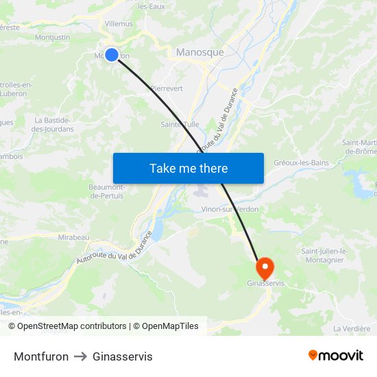 Montfuron to Ginasservis map