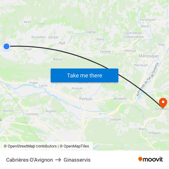 Cabrières-D'Avignon to Ginasservis map