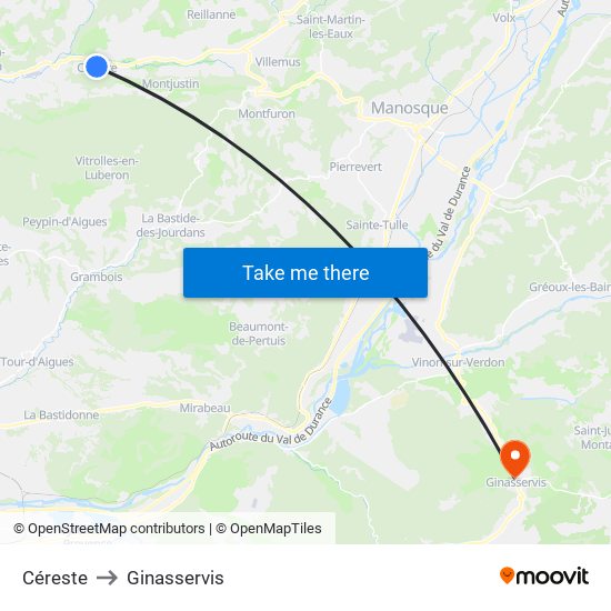 Céreste to Ginasservis map