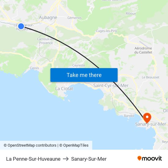 La Penne-Sur-Huveaune to Sanary-Sur-Mer map