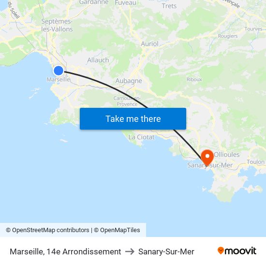 Marseille, 14e Arrondissement to Sanary-Sur-Mer map
