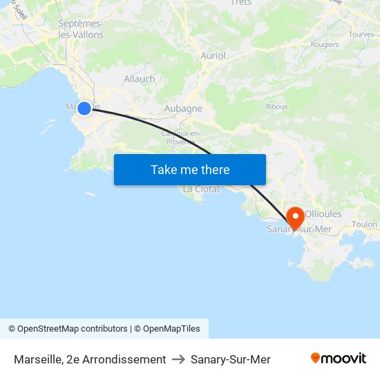 Marseille, 2e Arrondissement to Sanary-Sur-Mer map