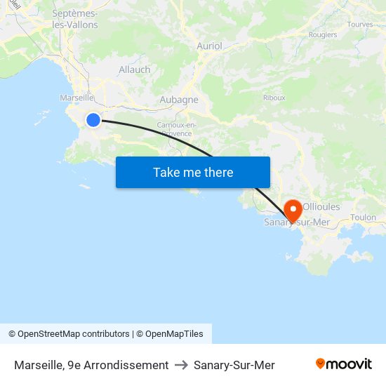 Marseille, 9e Arrondissement to Sanary-Sur-Mer map