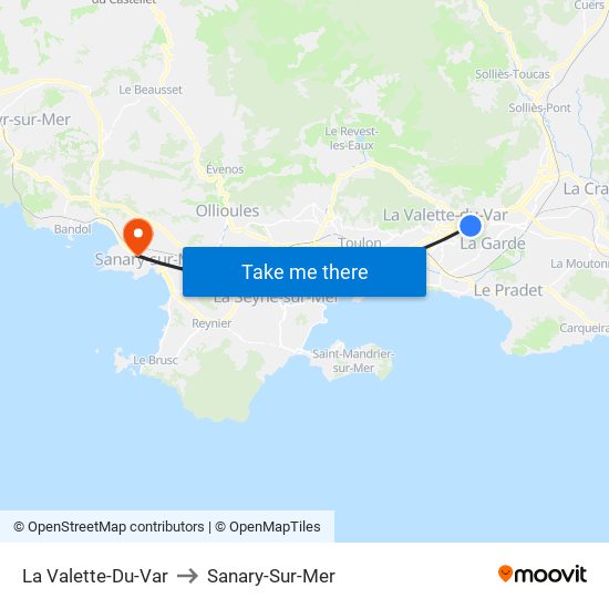 La Valette-Du-Var to Sanary-Sur-Mer map