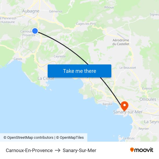 Carnoux-En-Provence to Sanary-Sur-Mer map