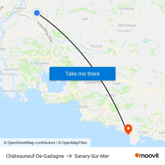 Châteauneuf-De-Gadagne to Sanary-Sur-Mer map