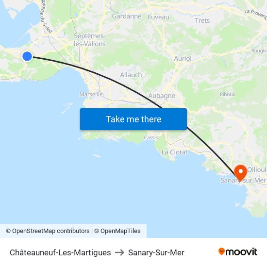 Châteauneuf-Les-Martigues to Sanary-Sur-Mer map