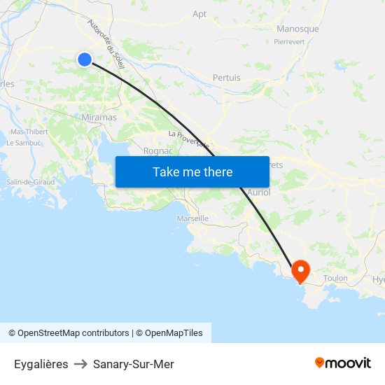 Eygalières to Sanary-Sur-Mer map