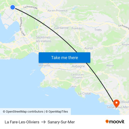 La Fare-Les-Oliviers to Sanary-Sur-Mer map