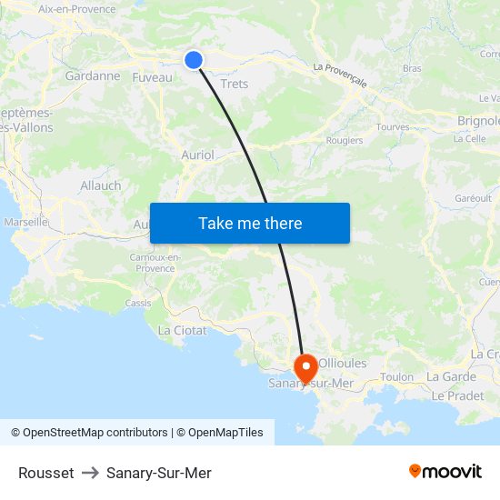 Rousset to Sanary-Sur-Mer map