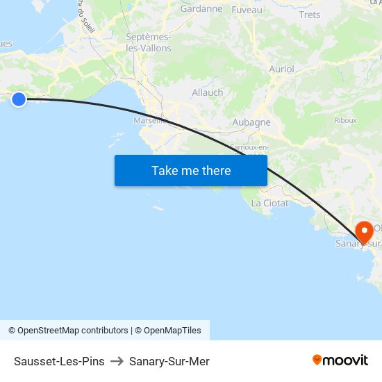 Sausset-Les-Pins to Sanary-Sur-Mer map