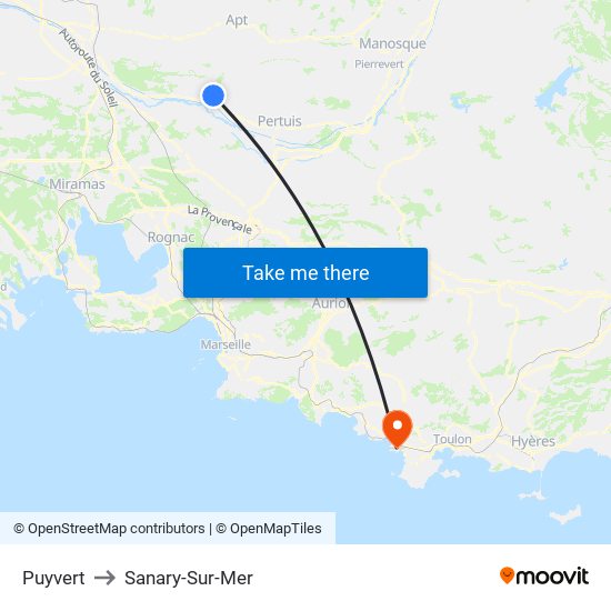 Puyvert to Sanary-Sur-Mer map