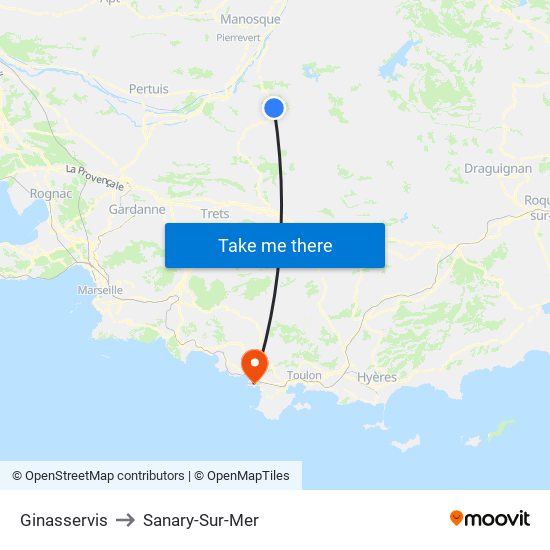 Ginasservis to Sanary-Sur-Mer map