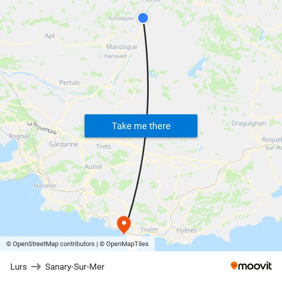 Lurs to Sanary-Sur-Mer map