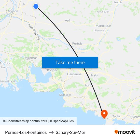 Pernes-Les-Fontaines to Sanary-Sur-Mer map