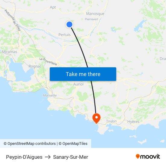 Peypin-D'Aigues to Sanary-Sur-Mer map