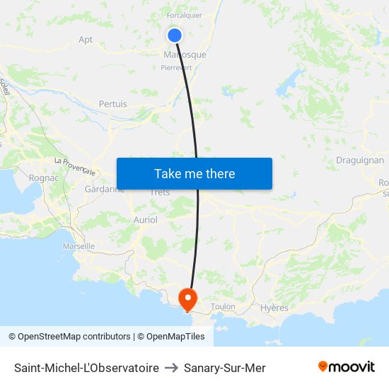 Saint-Michel-L'Observatoire to Sanary-Sur-Mer map