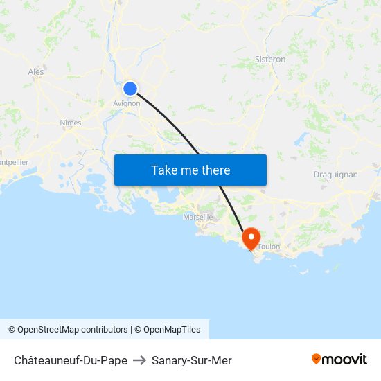 Châteauneuf-Du-Pape to Sanary-Sur-Mer map