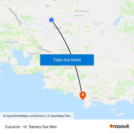 Cucuron to Sanary-Sur-Mer map