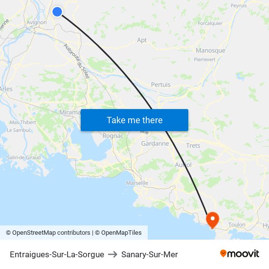 Entraigues-Sur-La-Sorgue to Sanary-Sur-Mer map