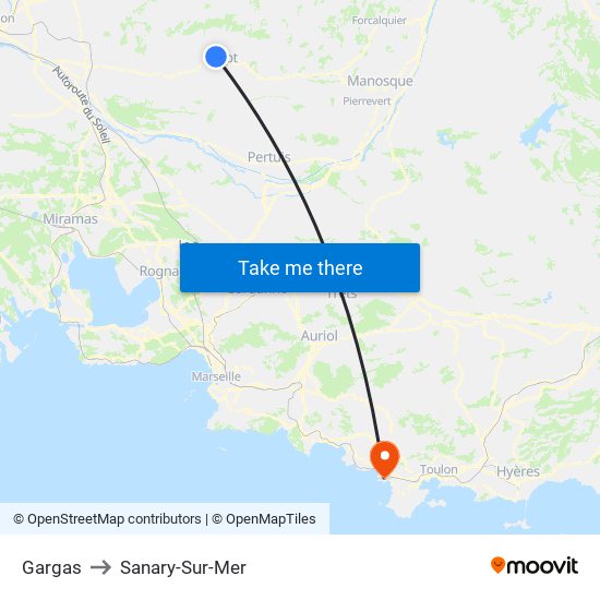 Gargas to Sanary-Sur-Mer map