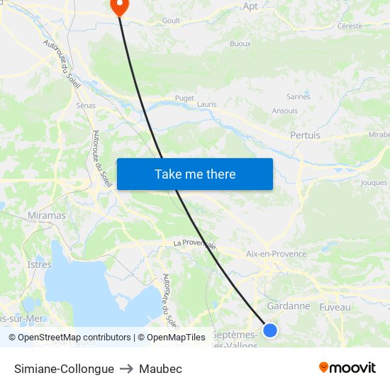 Simiane-Collongue to Maubec map