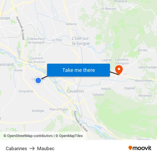 Cabannes to Maubec map