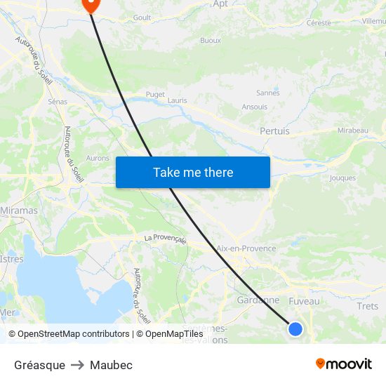 Gréasque to Maubec map