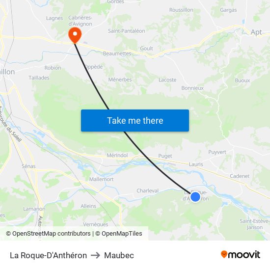 La Roque-D'Anthéron to Maubec map