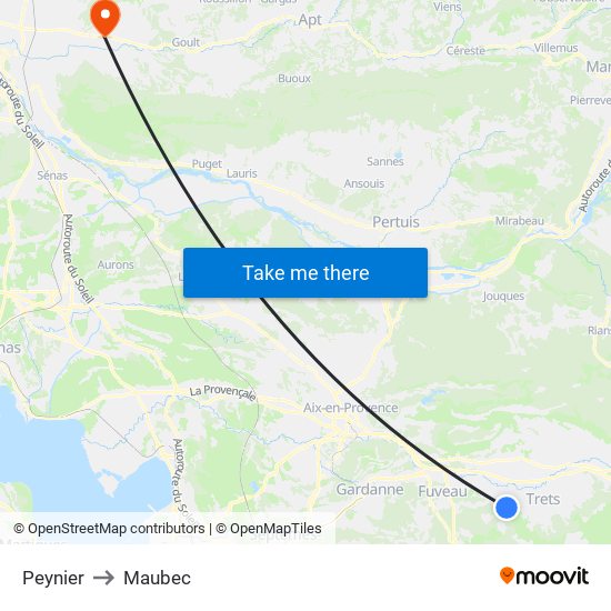 Peynier to Maubec map