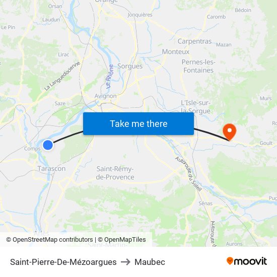 Saint-Pierre-De-Mézoargues to Maubec map