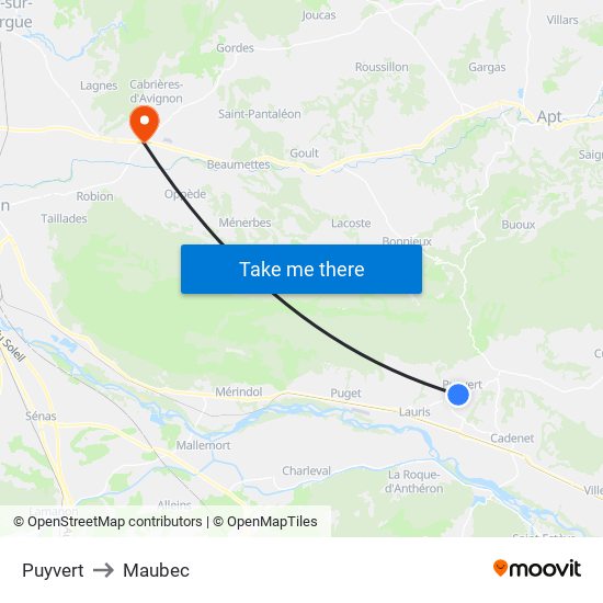 Puyvert to Maubec map